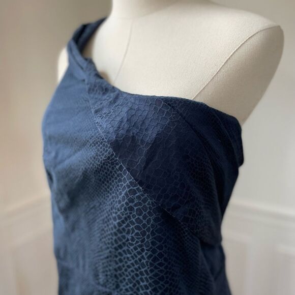 Torrid Navy Blue One Shoulder Snake Print Bubble Hem Cocktail Dress 20 - Picture 3 of 6